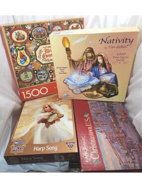 Christmas Theme Puzzles Lot 700-1500 Pcs Vtg  Springbok  Master Pieces Preowned